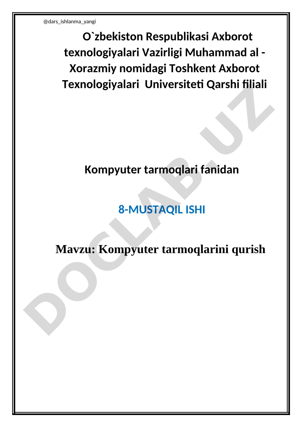 Kompyuter tarmoqlarini qurish