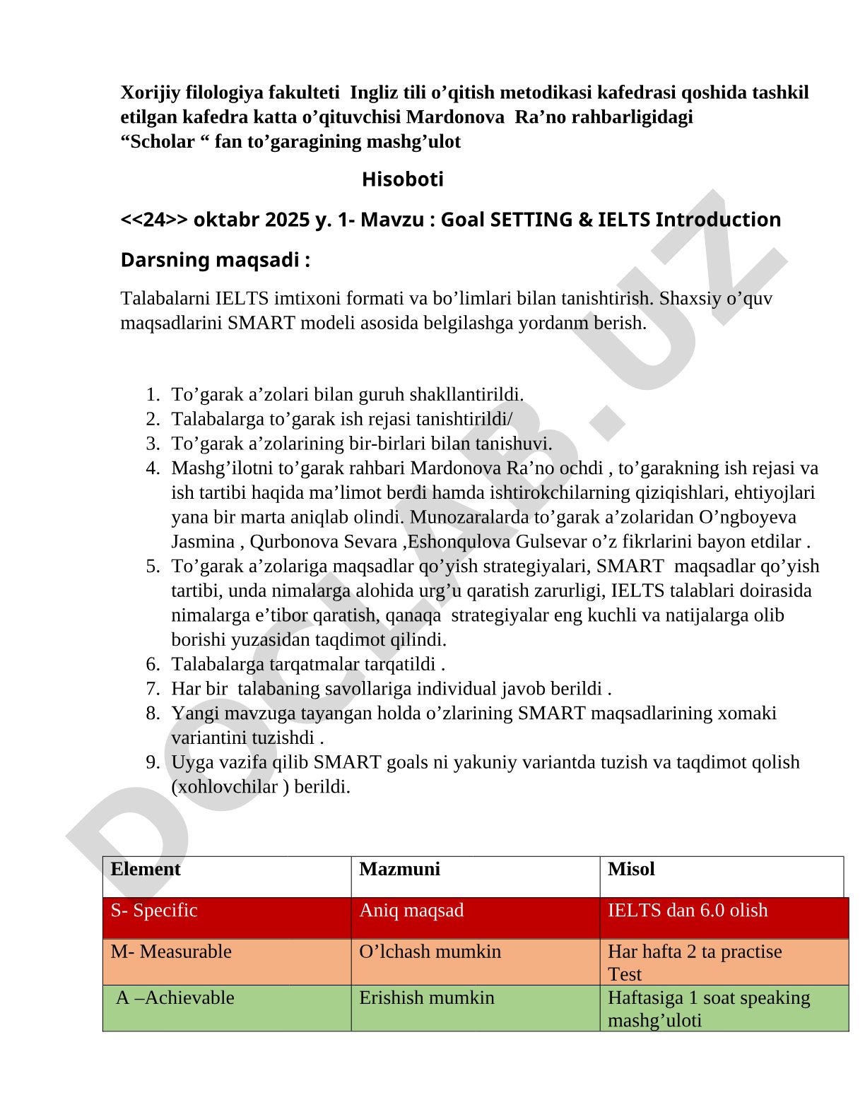 Goal Setting & IELTS Introduction