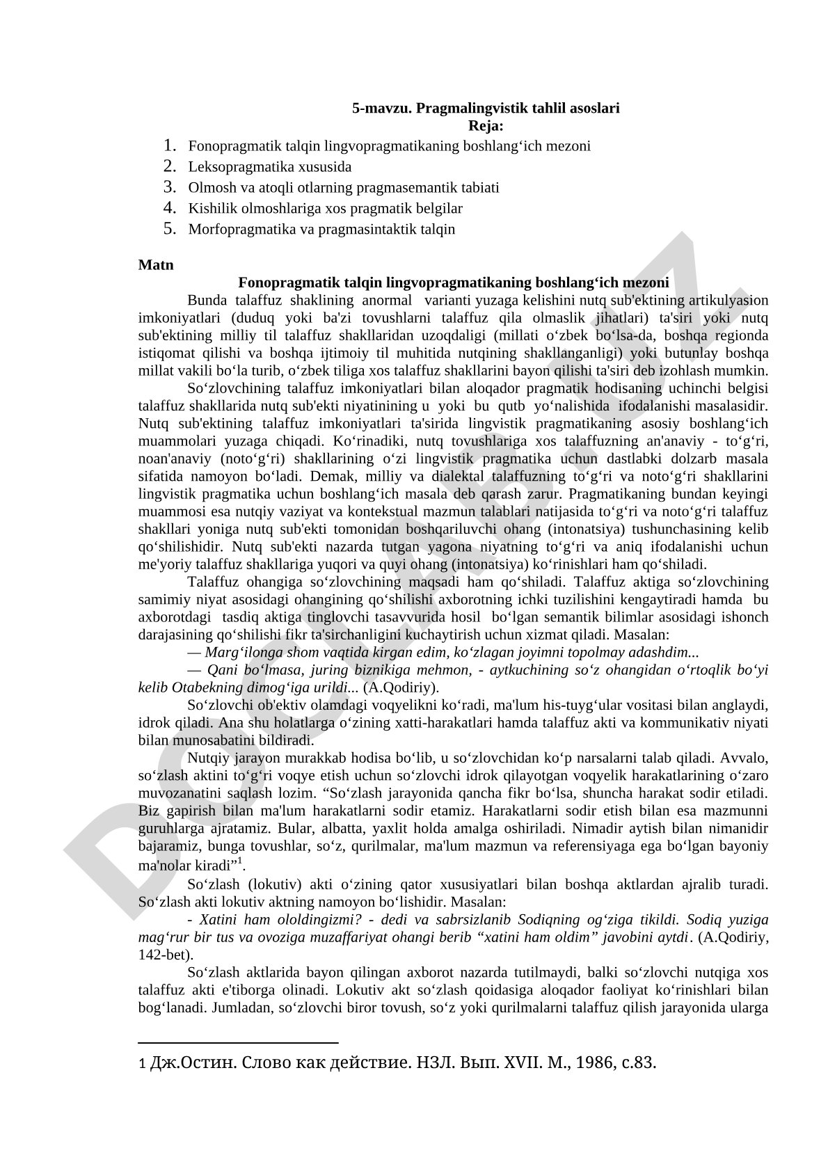 Pragmalingvistik tahlil asoslari