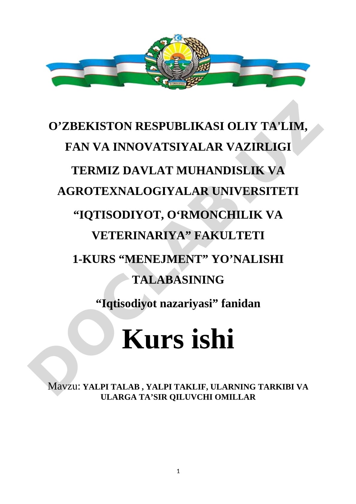 Yalpi talab, yalpi taklif, ularning tarkibi va ularga ta'sir qiluvchi omillar