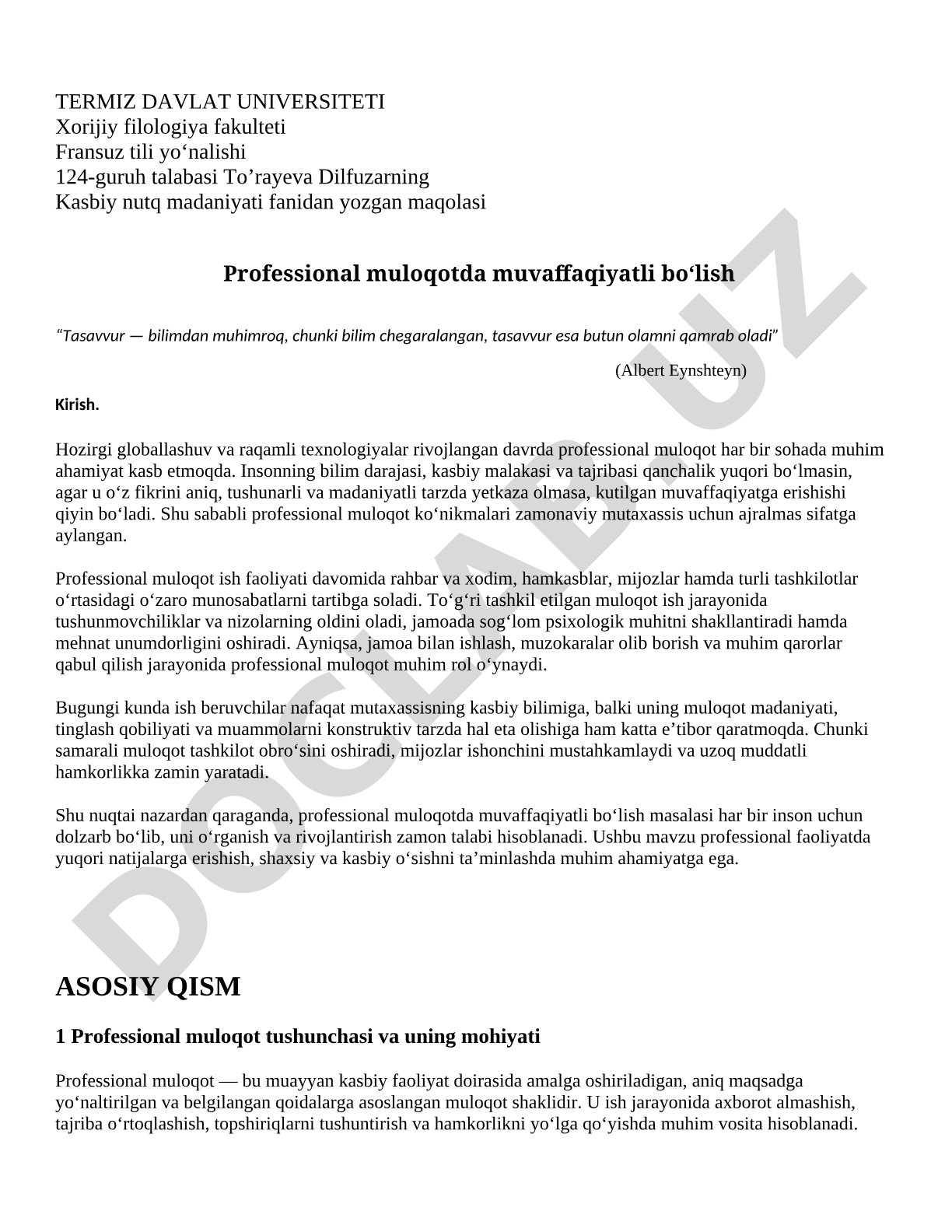 Professional muloqotda muvaffaqiyatli bo‘lish