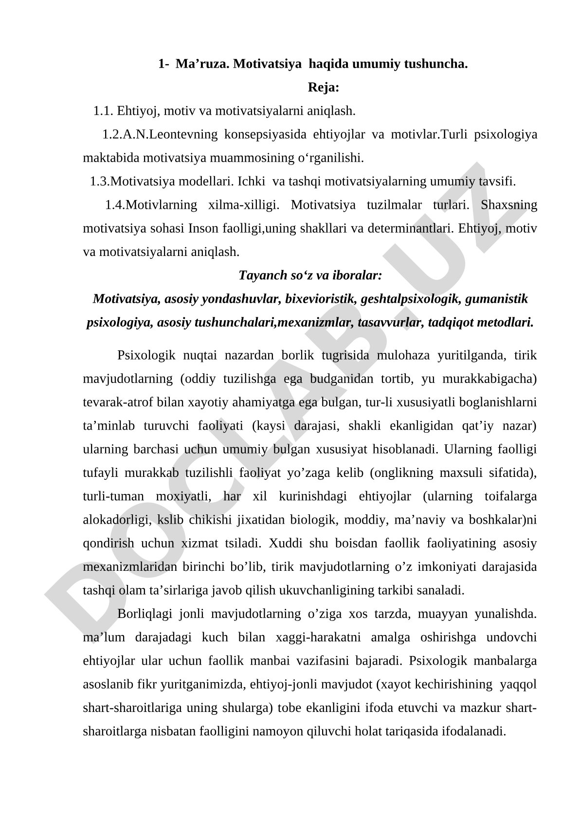 Motivatsiya haqida umumiy tushuncha