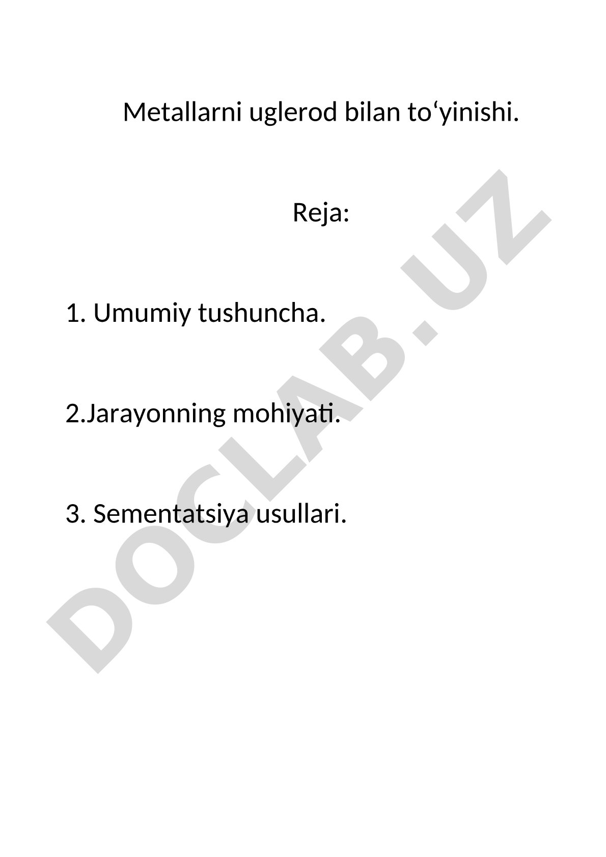 Metallarni uglerod bilan to'yinishi