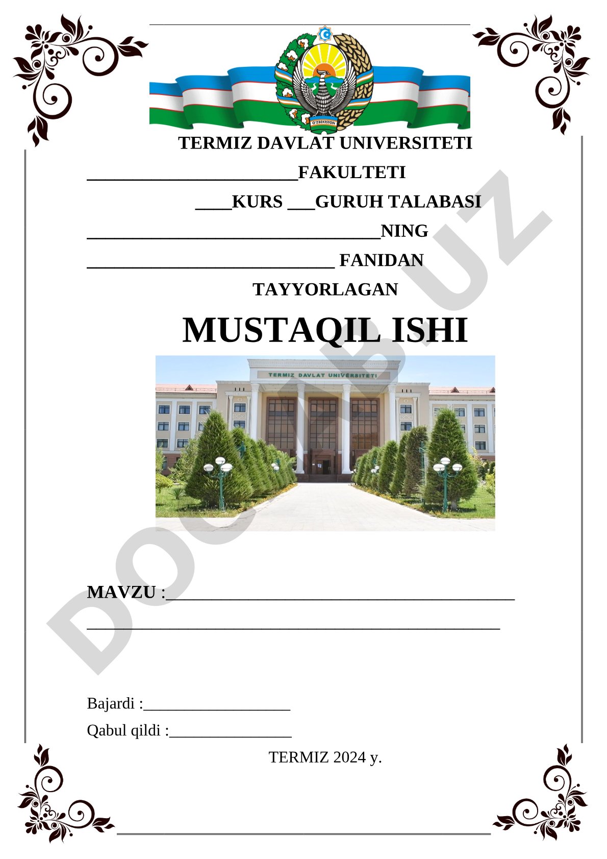 Mustaqil ish mavzusi