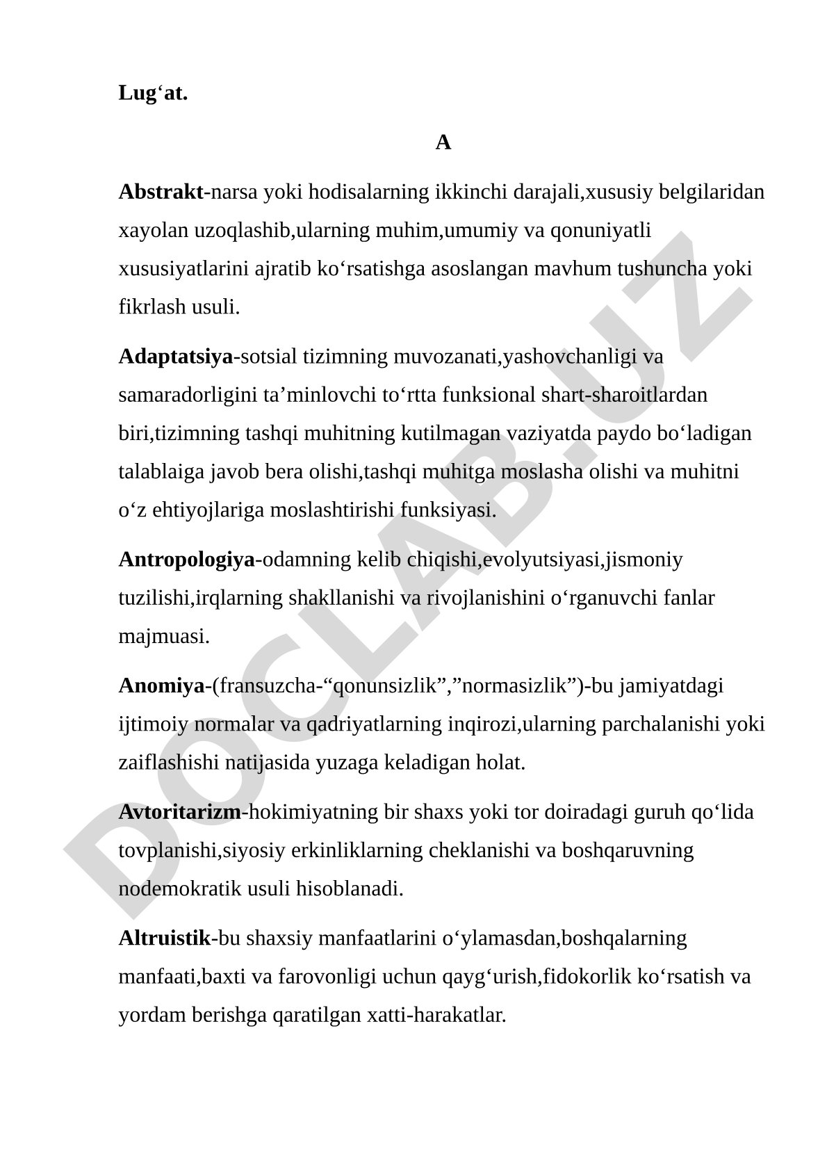 Sotsiologik atamalar lug'ati
