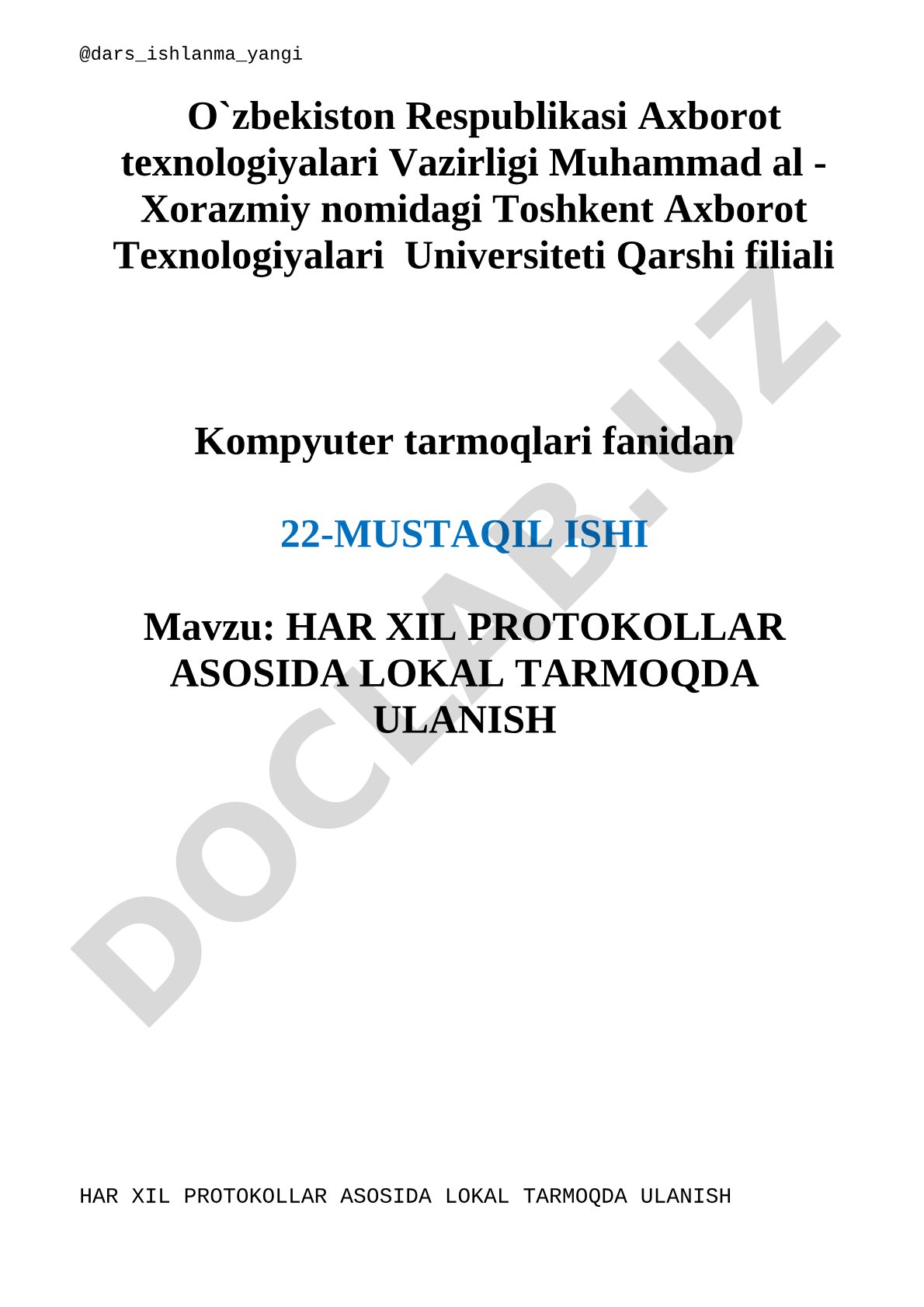 Har xil protokollar asosida lokal tarmoqda ulanish
