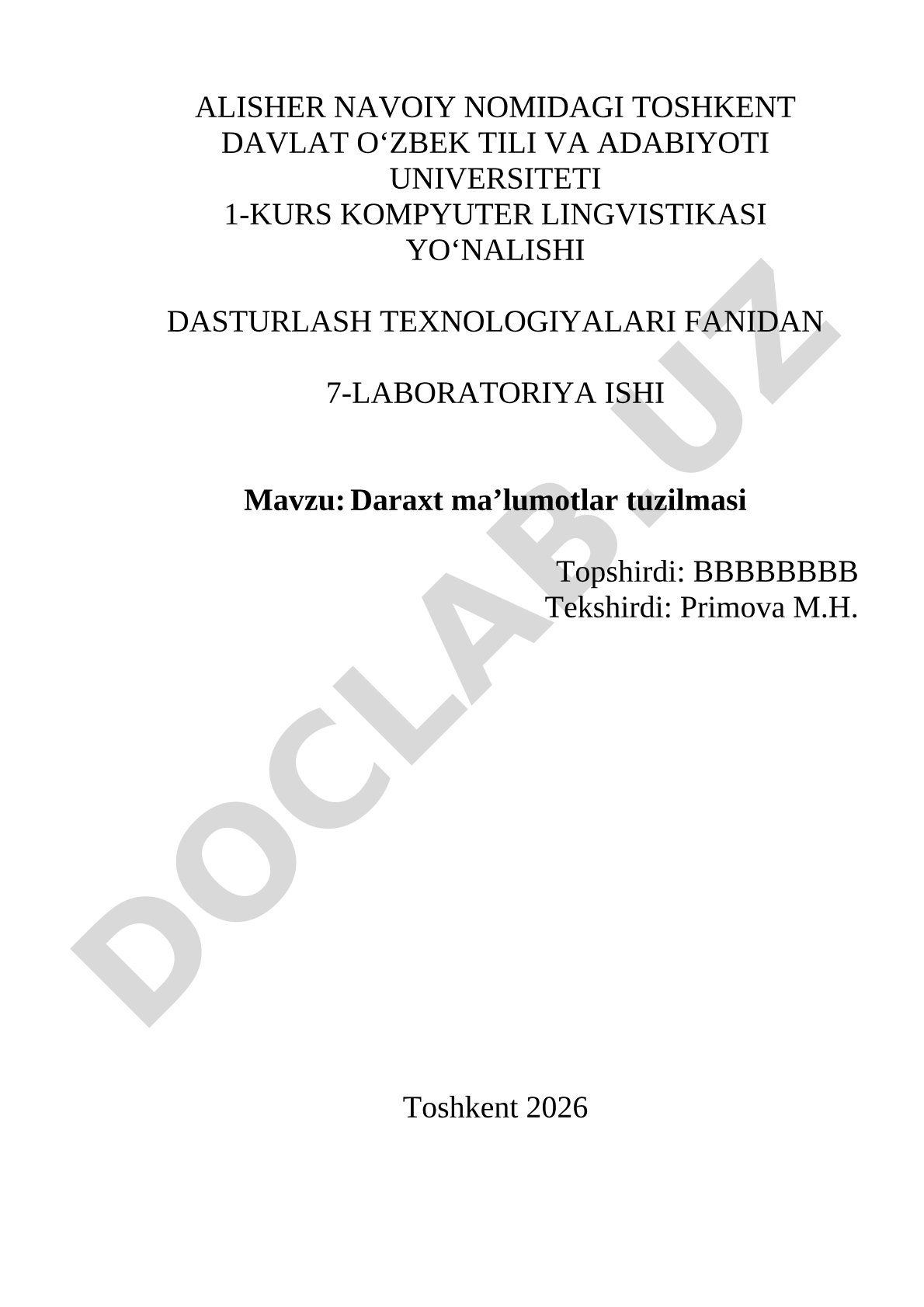 Daraxt ma’lumotlar tuzilmasi