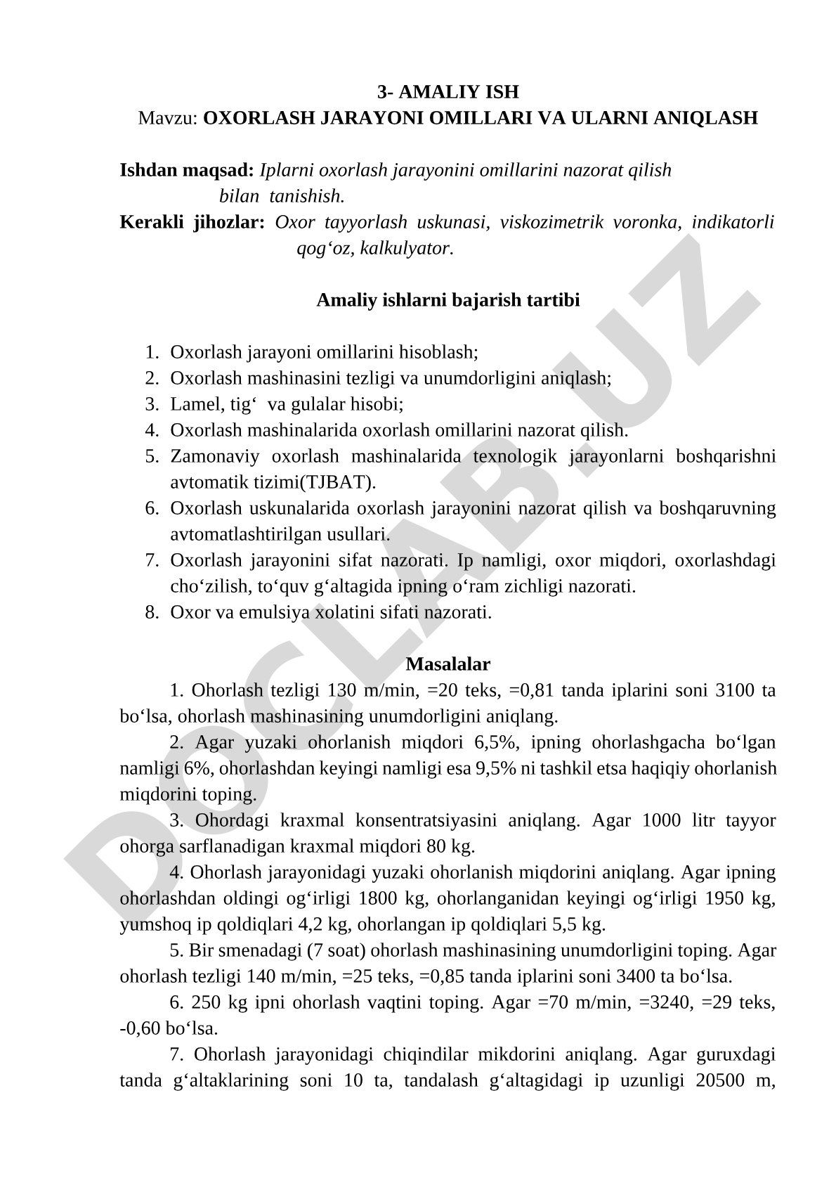 Oxorlash jarayoni omillari va ularni aniqlash