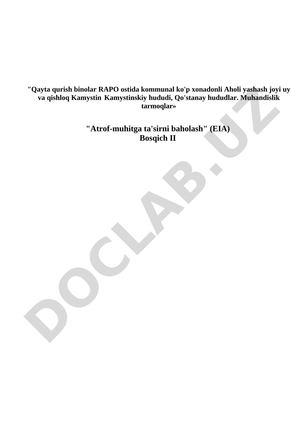 Qayta qurish binolar RAPO ostida kommunal ko'p xonadonli Aholi yashash joyi uy va qishloq Kamystin Kamystinskiy hududi, Qo'stanay hududlar. Muhandislik tarmoqlar