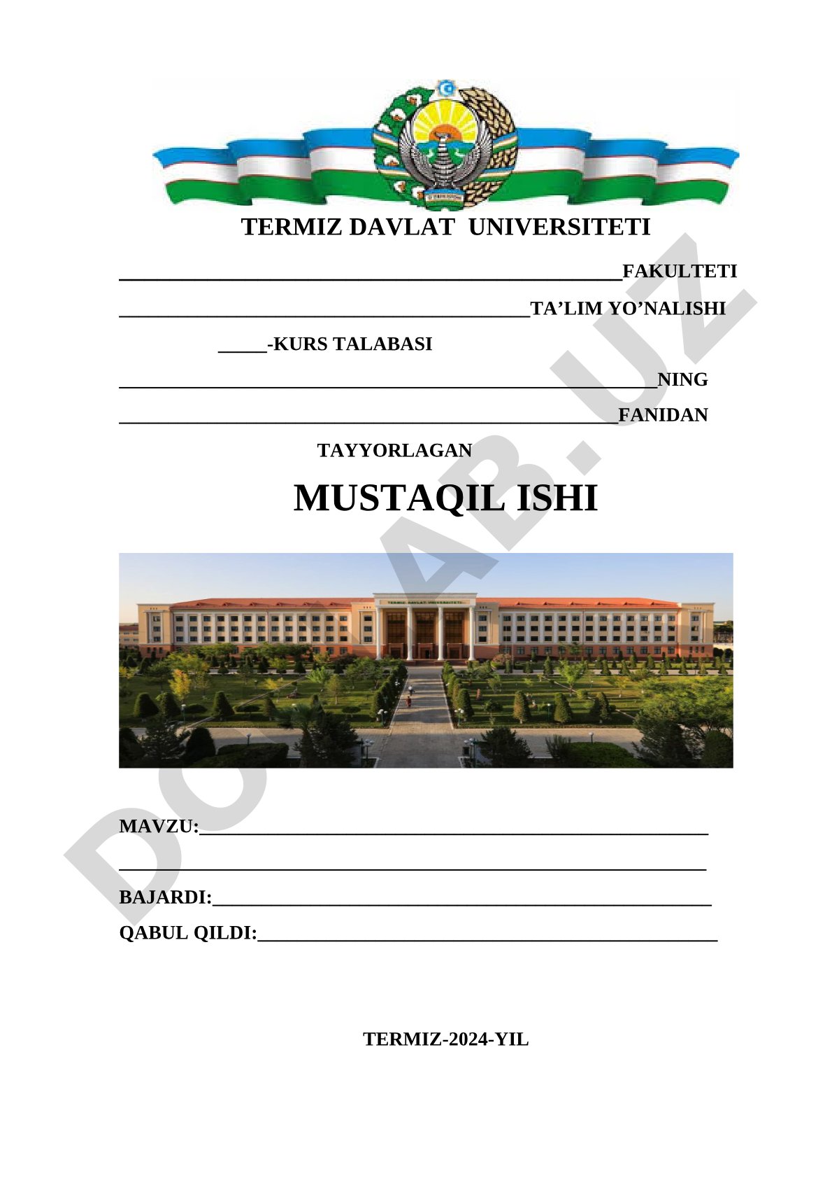 Mustaqil ish mavzusi