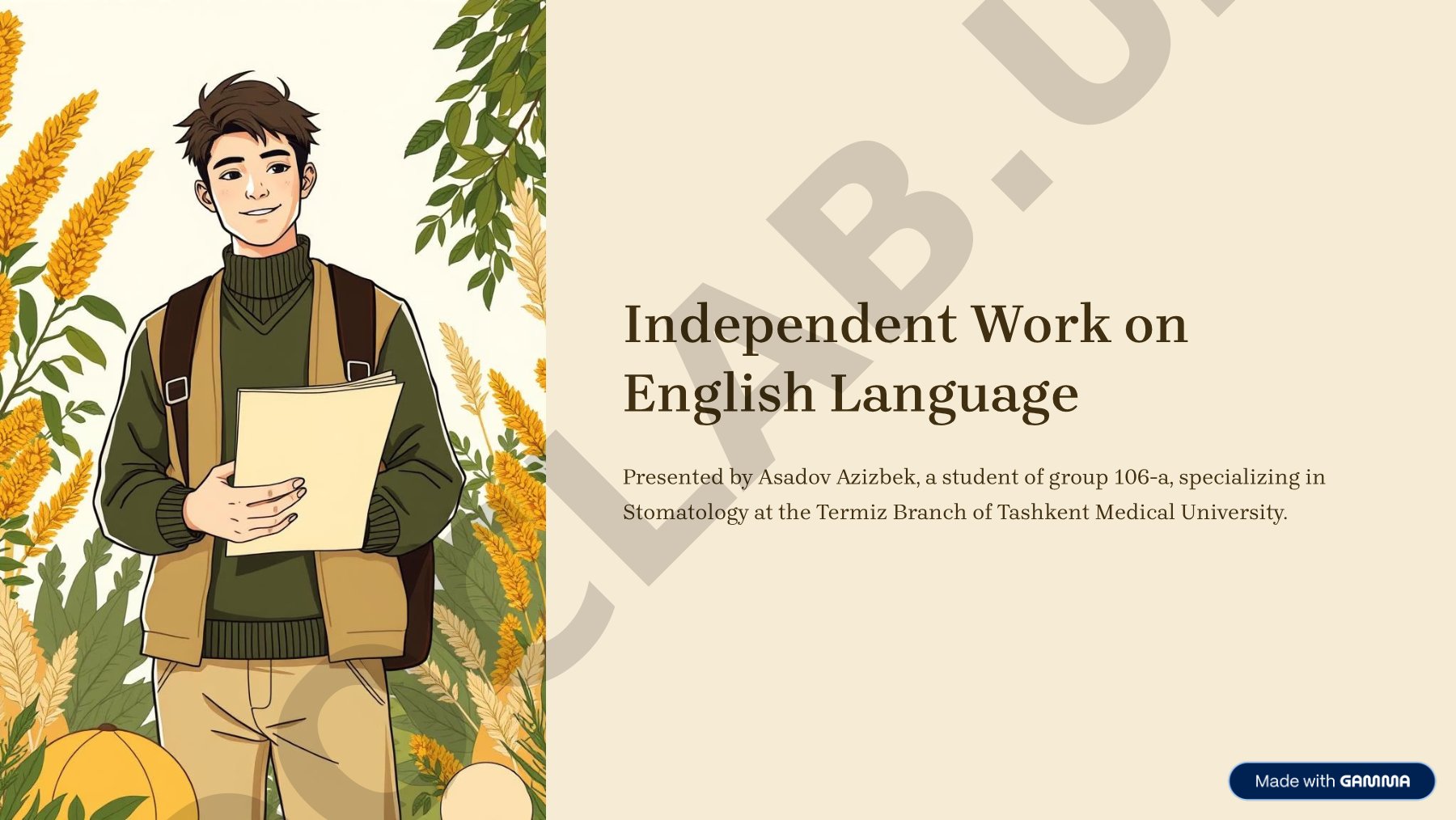 Independent Work on English Language for Stomatology Students