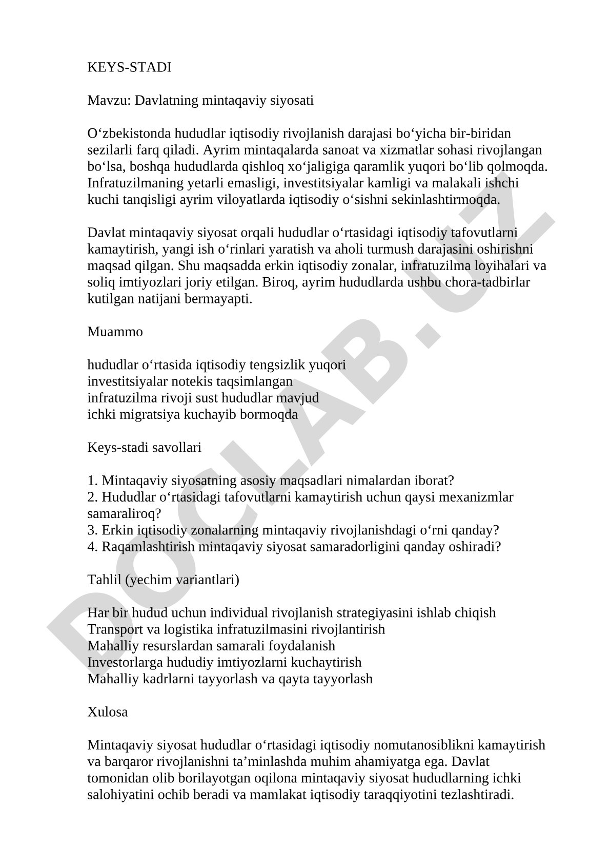 Davlatning mintaqaviy siyosati