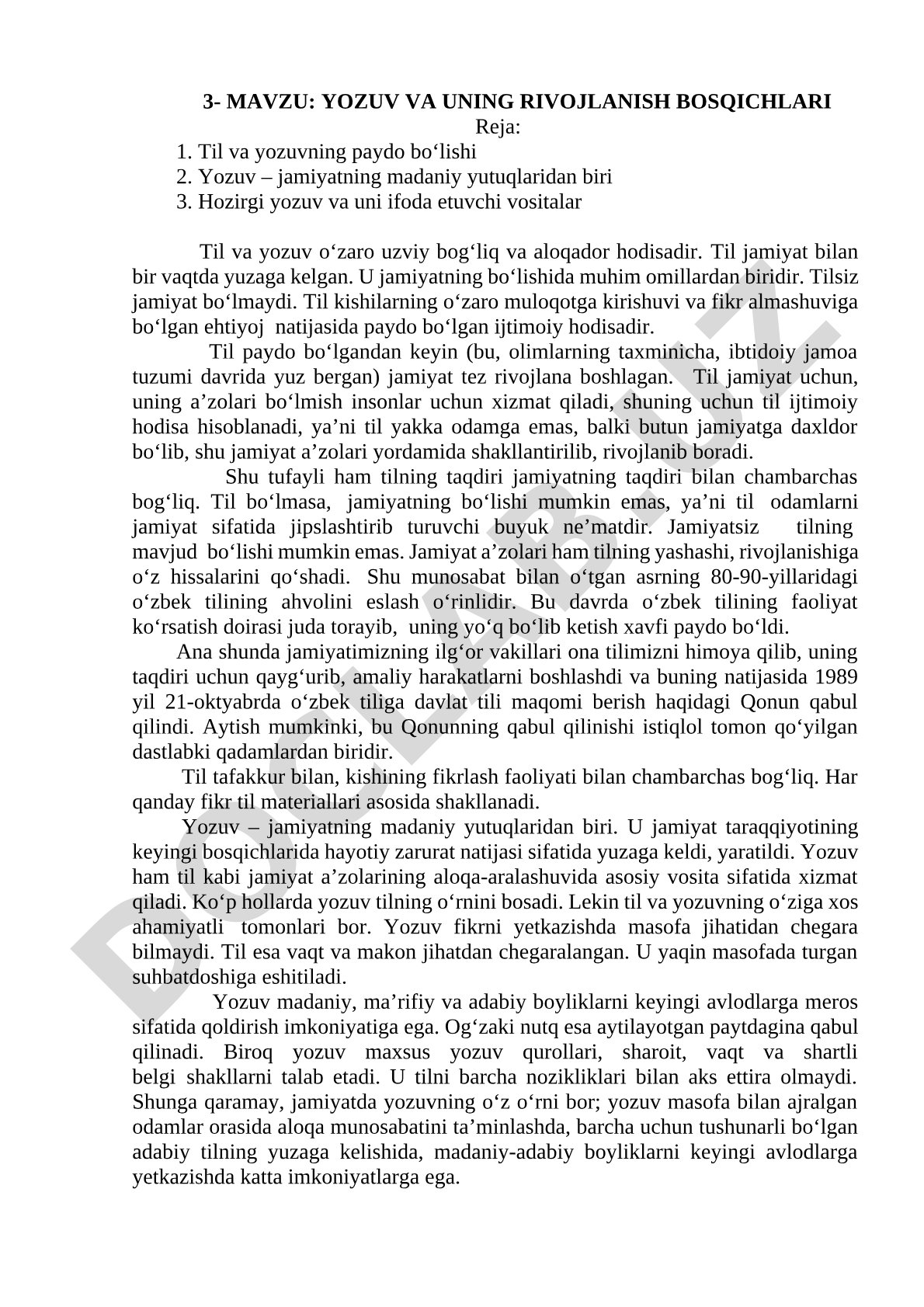 Yozuv va uning rivojlanish bosqichlari