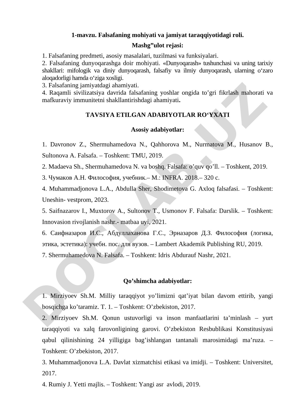 Falsafaning mohiyati va jamiyat taraqqiyotidagi roli