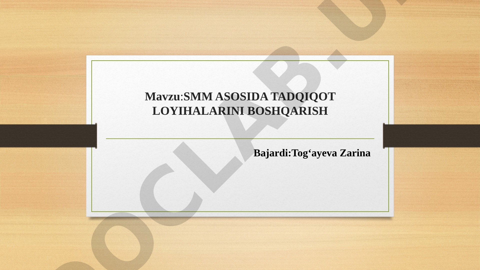 SMM asosida tadqiqot loyihalarini boshqarish