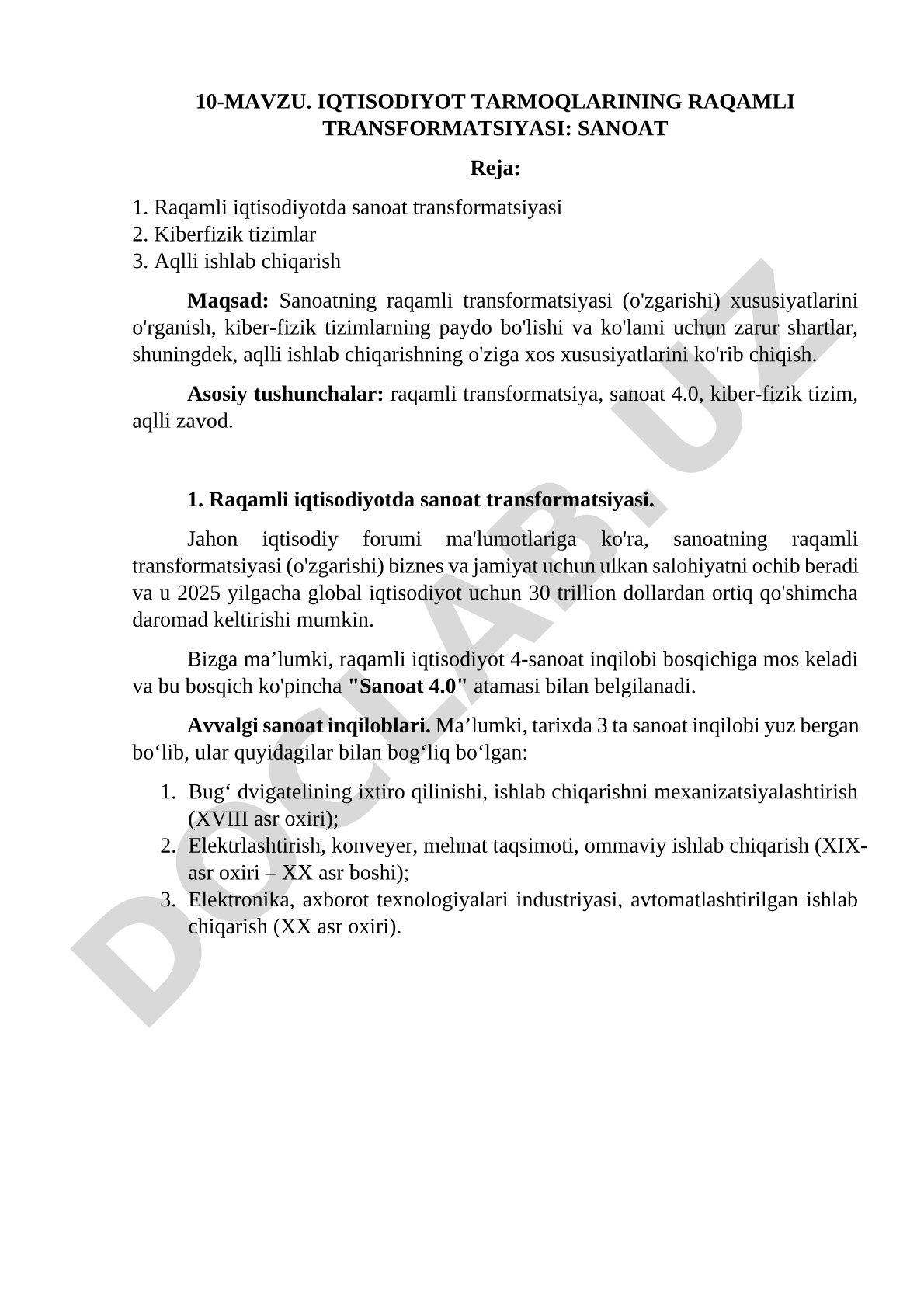 Iqtisodiyot tarmoqlarining raqamli transformatsiyasi: sanoat