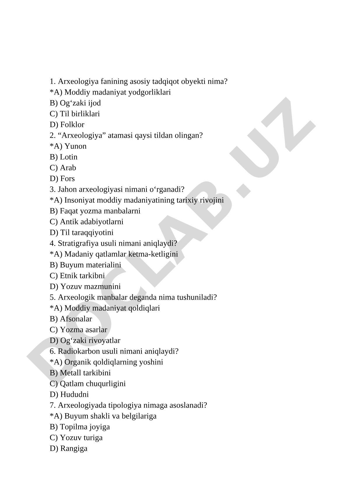 Arxeologiya fanining asosiy tadqiqot obyekti va usullari