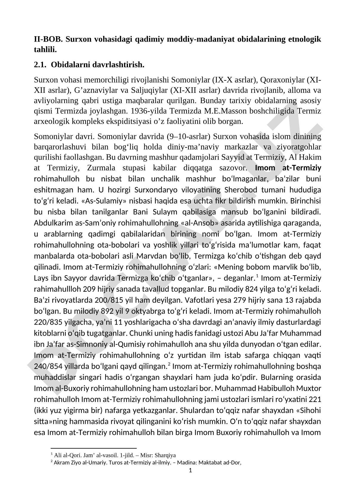 Surxon vohasidagi qadimiy moddiy-madaniyat obidalarining etnologik tahlili