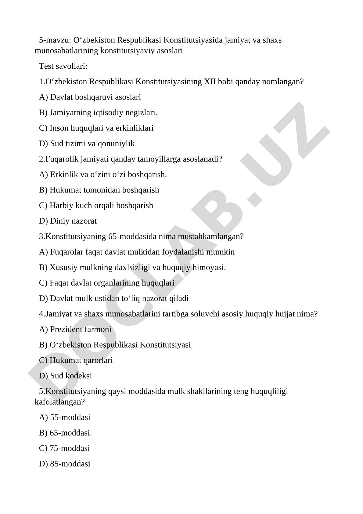 O‘zbekiston Respublikasi Konstitutsiyasida jamiyat va shaxs munosabatlarining konstitutsiyaviy asoslari