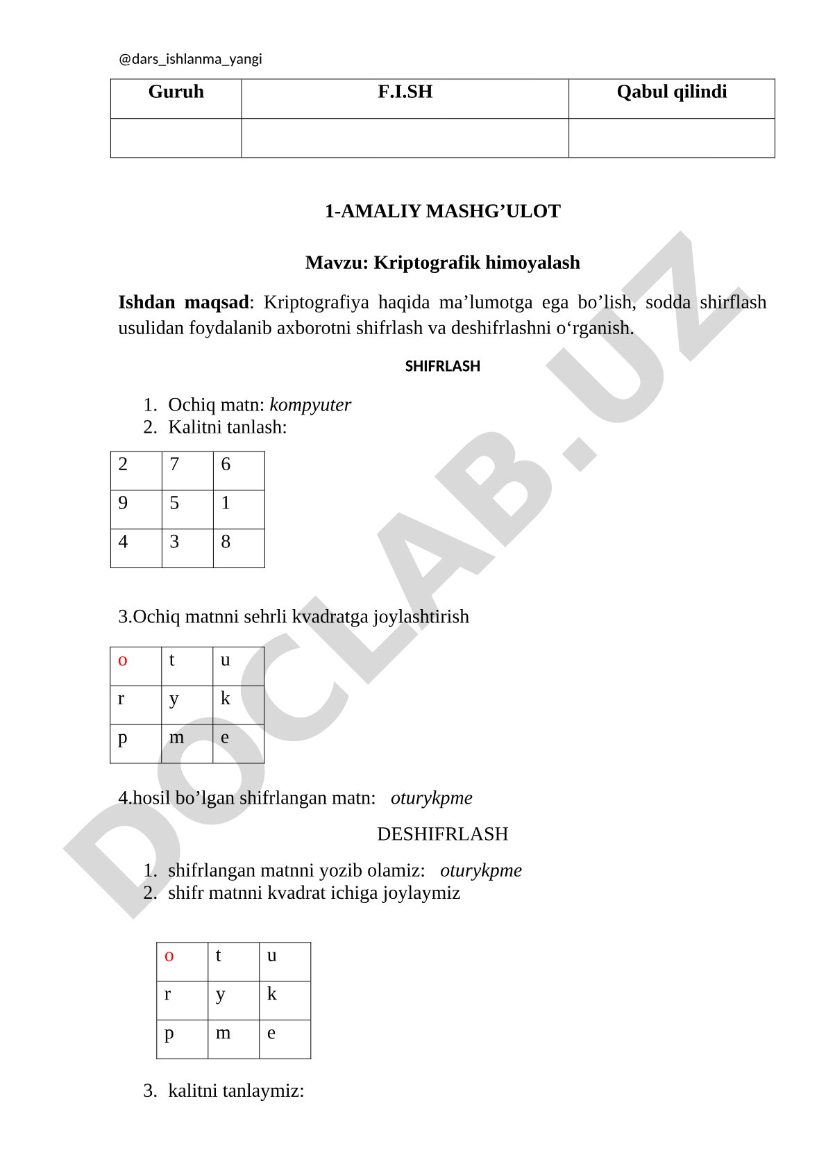 Kriptografik himoyalash