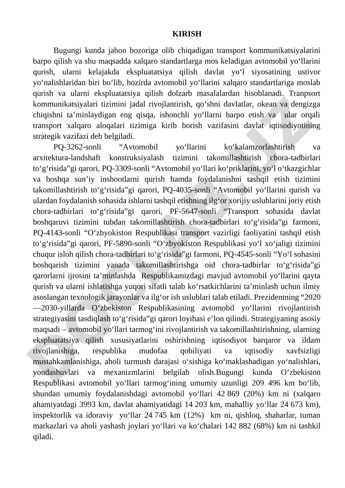 Avtomobil yo'llarini xalqaro standartlarga moslab qurish va ekspluatatsiya qilish