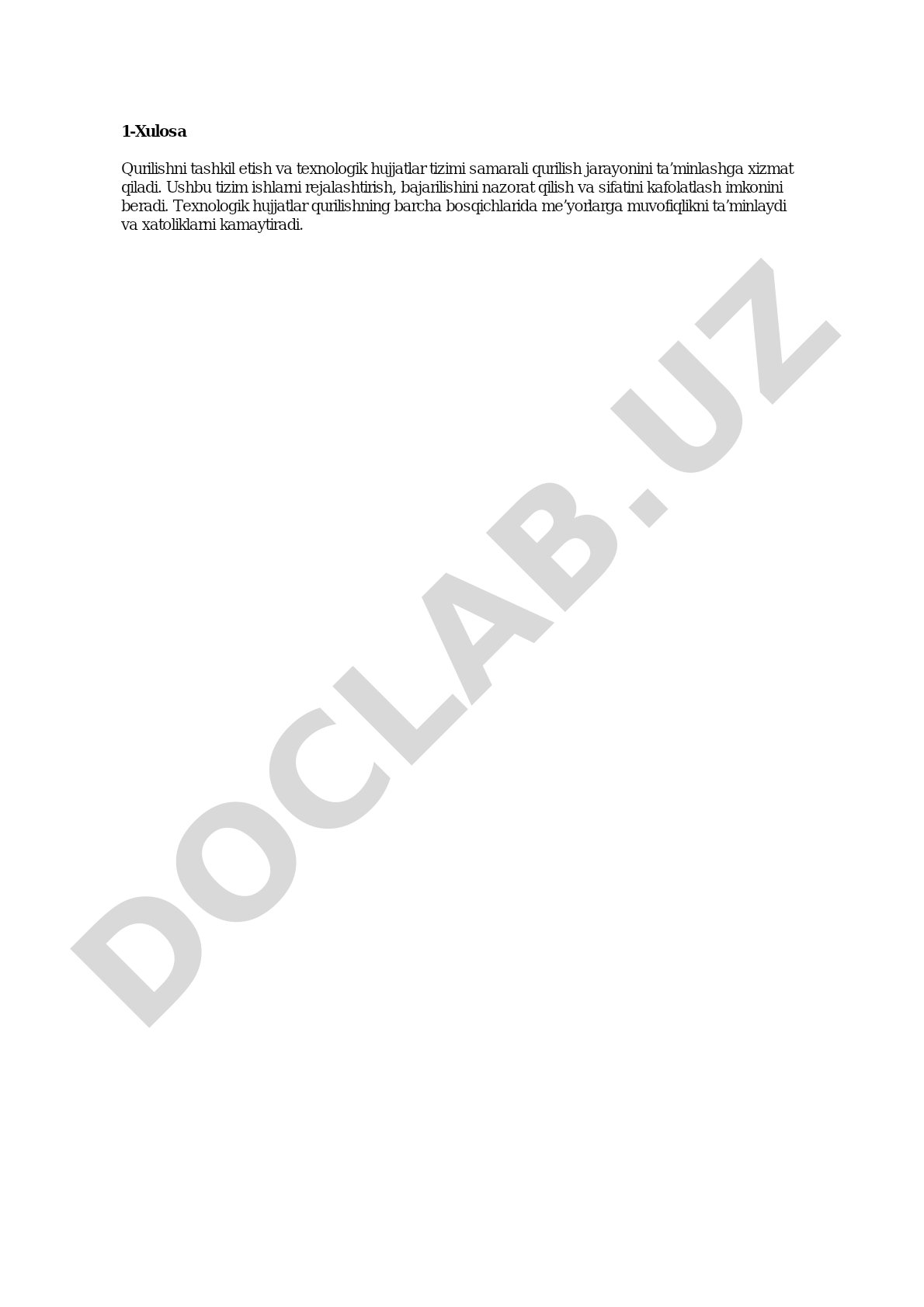 Qurilishni tashkil etish va texnologik hujjatlar tizimi