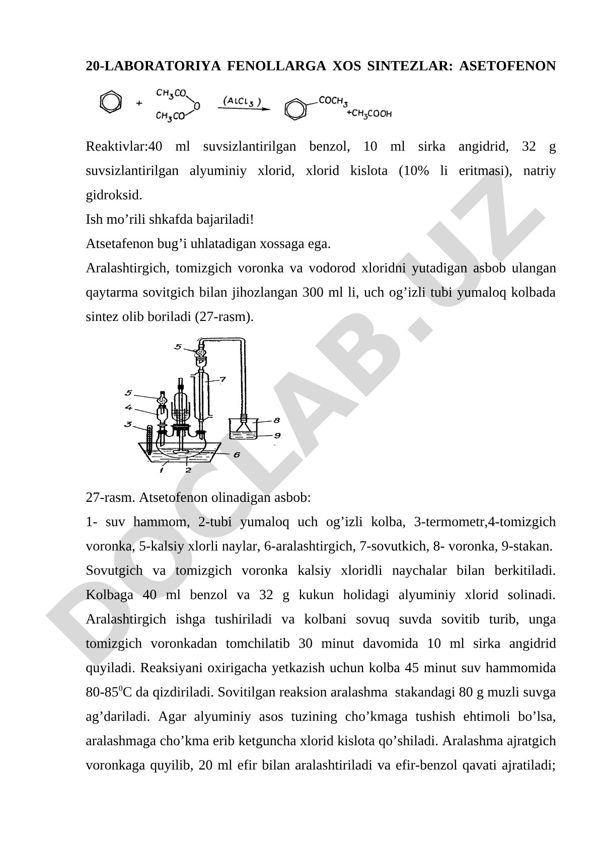 Fenollarga xos sintezlar: asetofenon olish