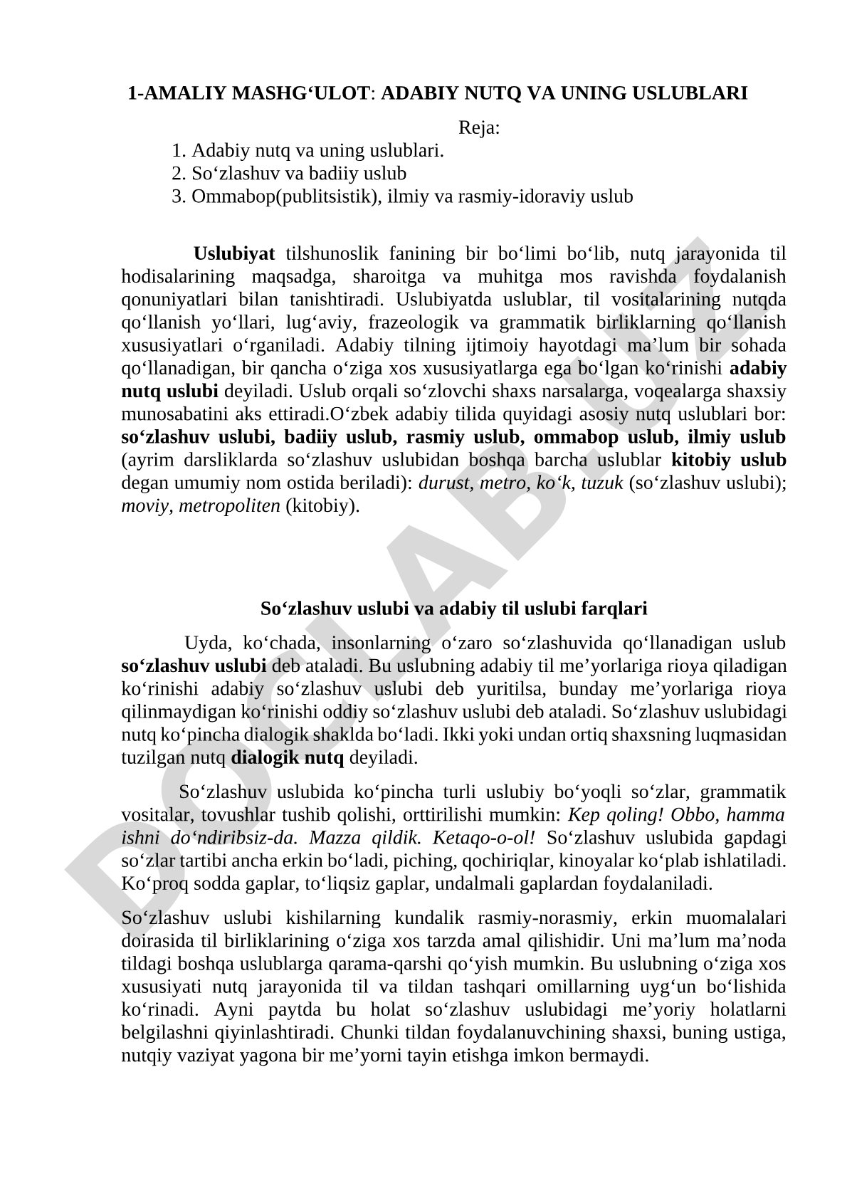 Adabiy nutq va uning uslublari