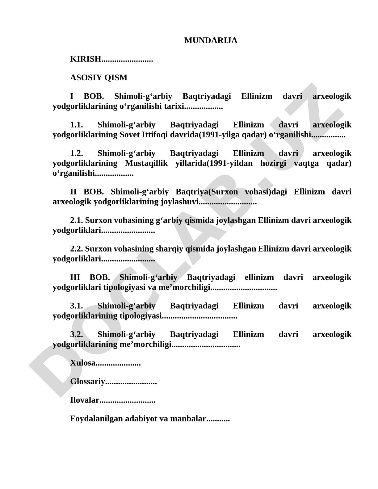 Shimoli-g'arbiy Baqtriyadagi Ellinizm davri arxeologik yodgorliklari