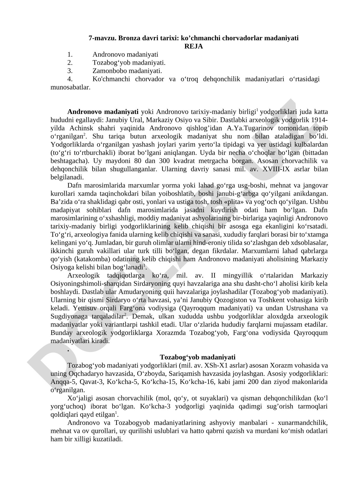 Bronza davri tarixi: ko'chmanchi chorvadorlar madaniyati