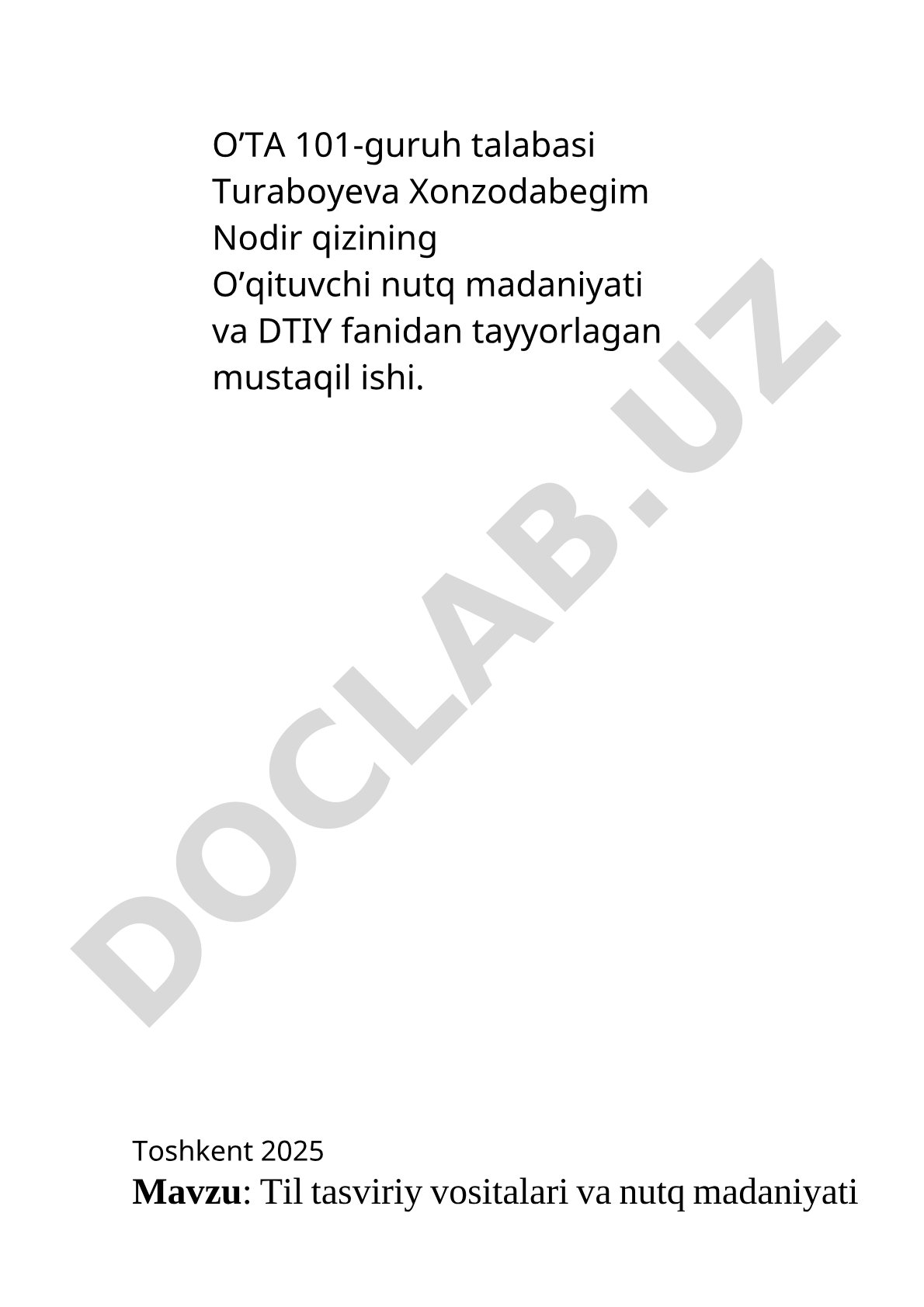 Til tasviriy vositalari va nutq madaniyati