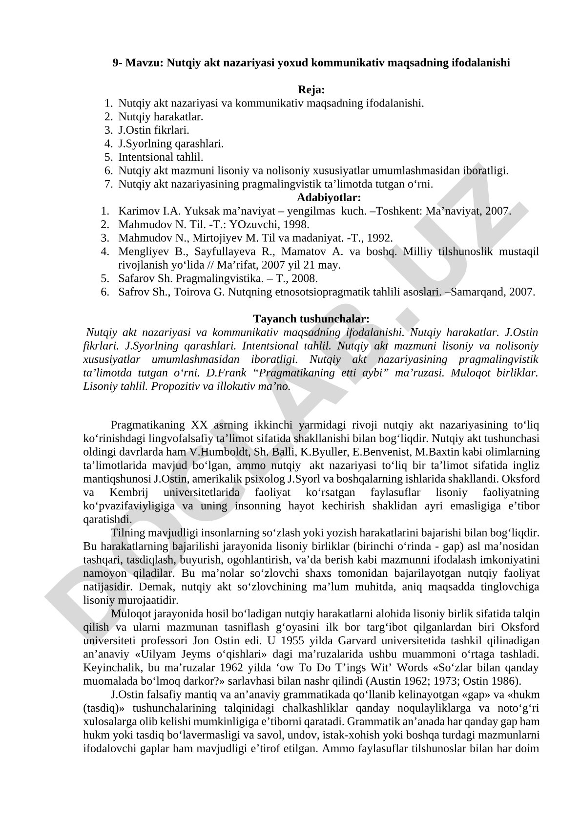 Nutqiy akt nazariyasi va kommunikativ maqsadning ifodalanishi
