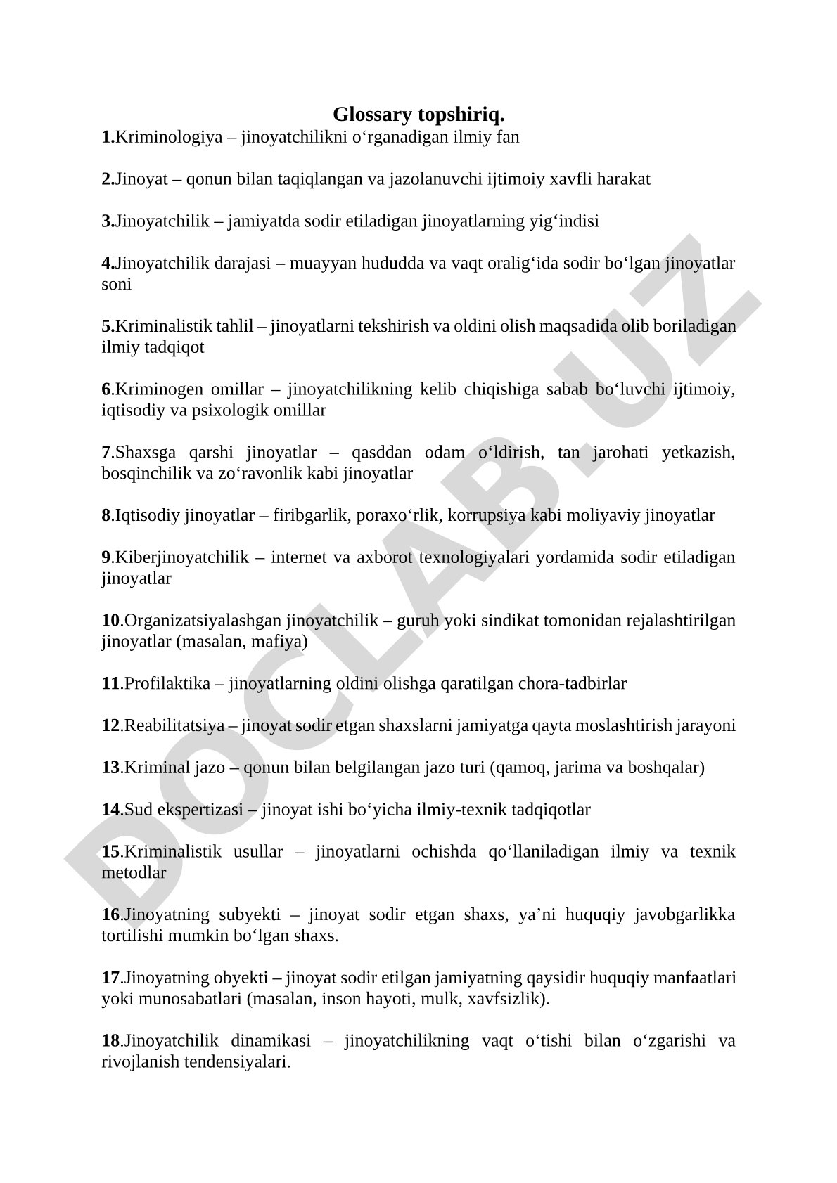 Kriminologiya atamalari glossariy