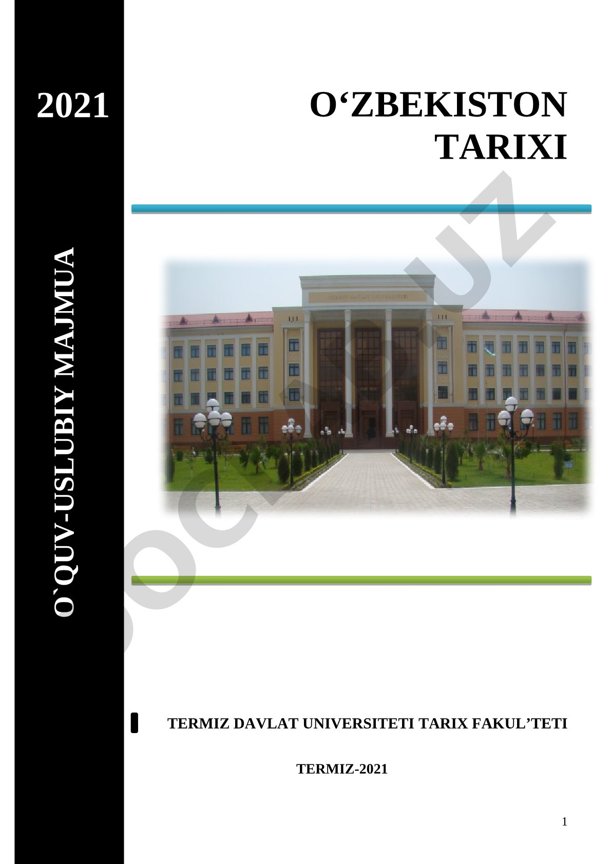 O'zbekiston tarixi fanidan o'quv-uslubiy majmua