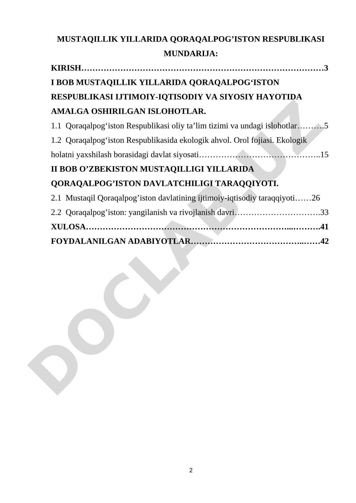 Mustaqillik yillarida Qoraqalpog'iston Respublikasi ijtimoiy-iqtisodiy va siyosiy hayotida amalga oshirilgan islohotlar
