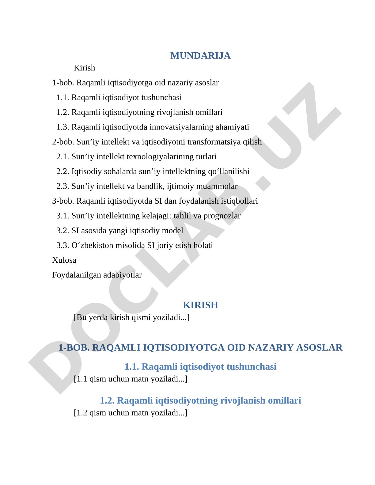 Raqamli iqtisodiyotda sun'iy intellektning o'rni va istiqbollari