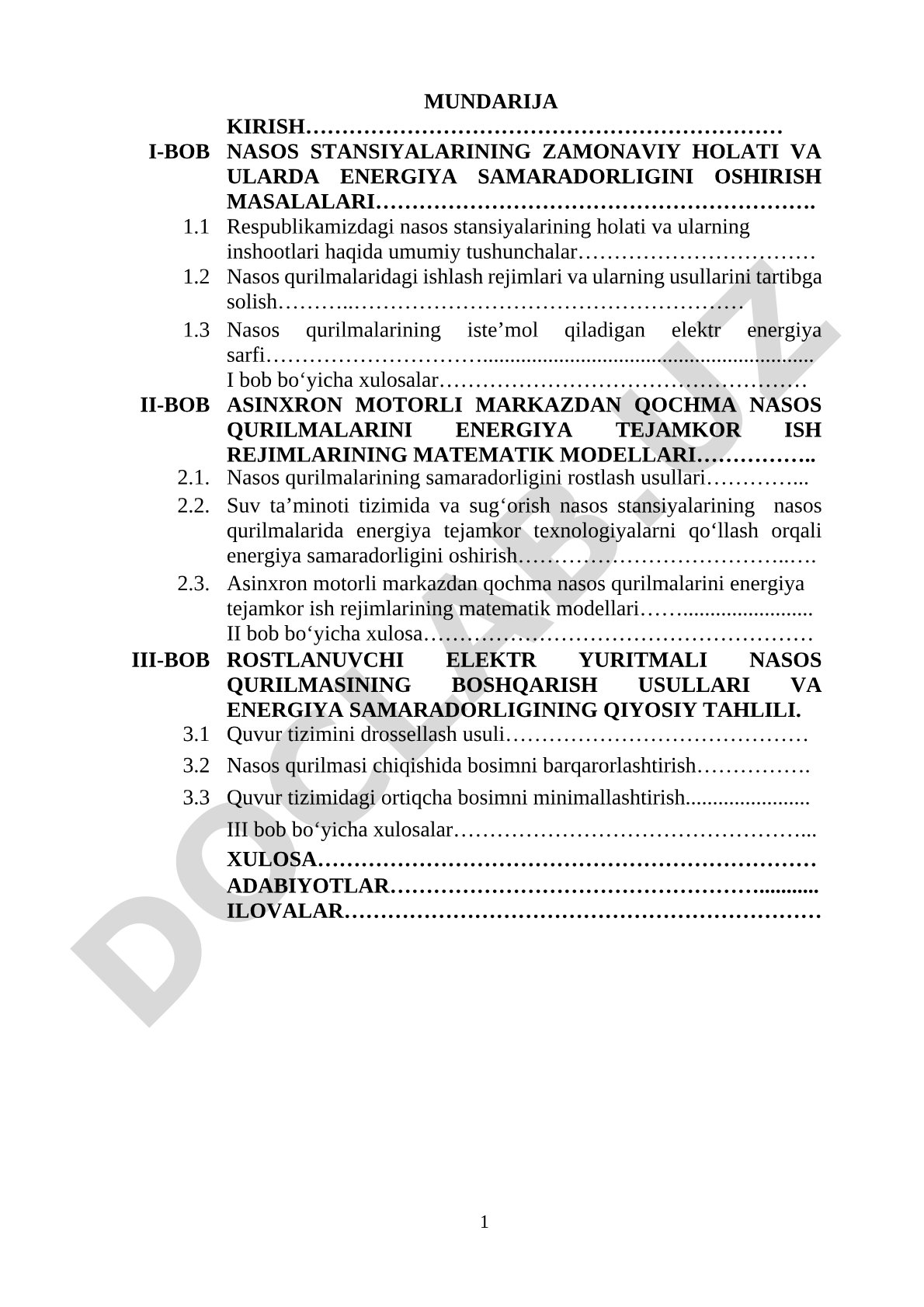 Nasos stansiyalarida energiya samaradorligini oshirish masalalari