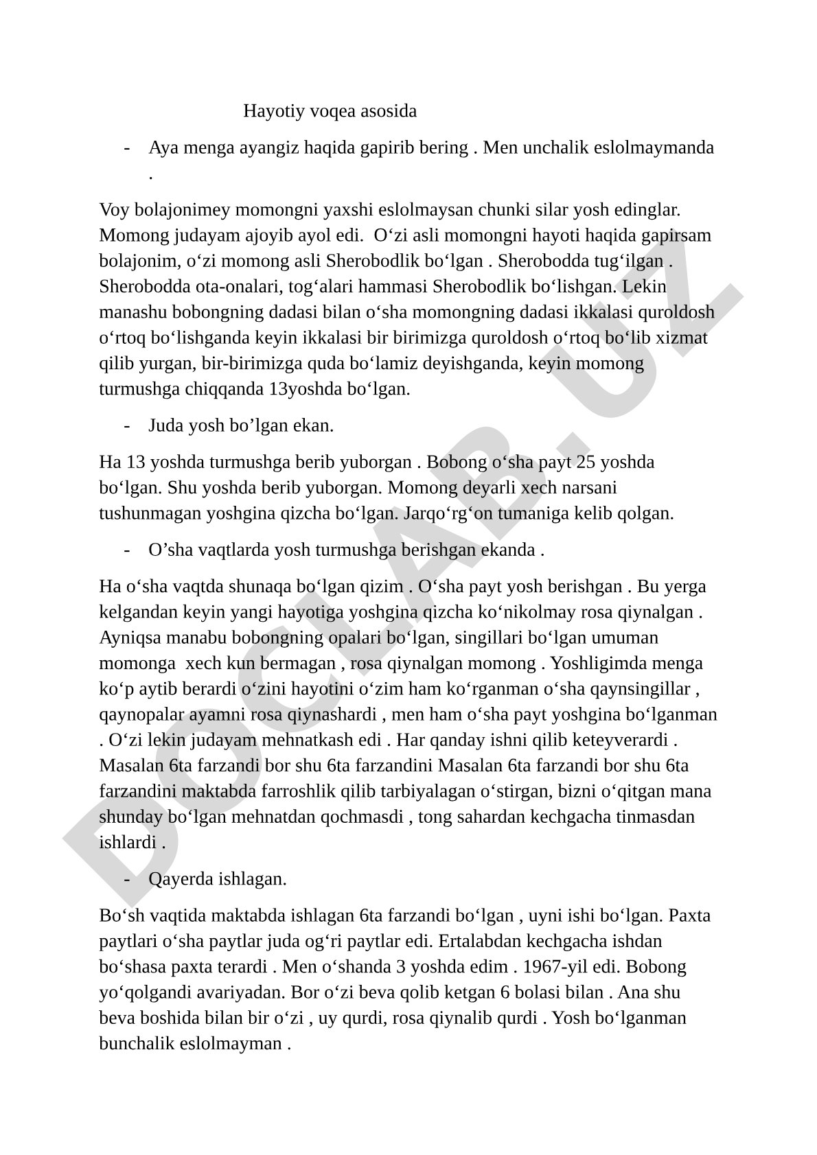 Momongning hayoti haqida hikoya