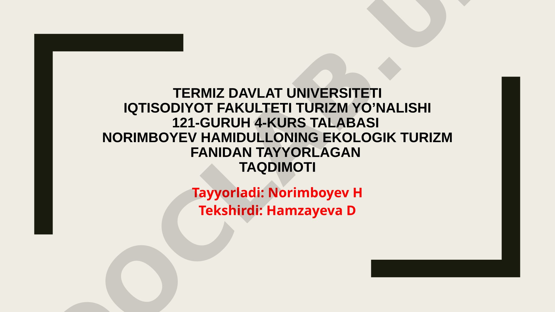 Markaziy Osiyo mamlakatlarida ekoturizm salohiyati