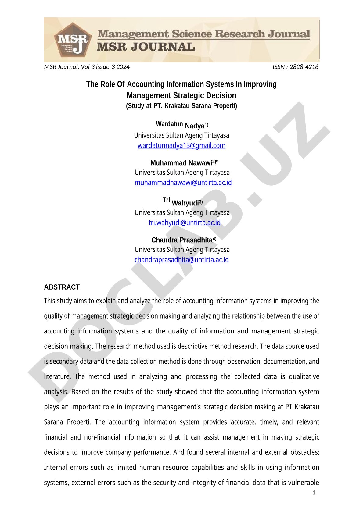 The Role Of Accounting Information Systems In Improving Management Strategic Decision