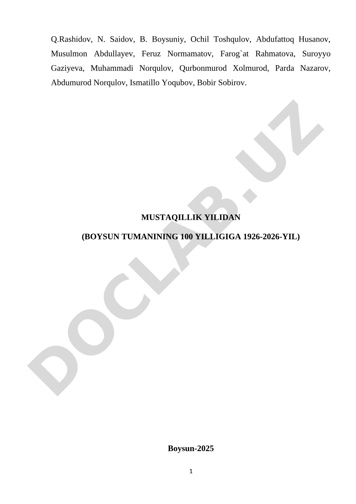 Boysun tumanining 100 yilligiga bag'ishlangan she'rlar to'plami