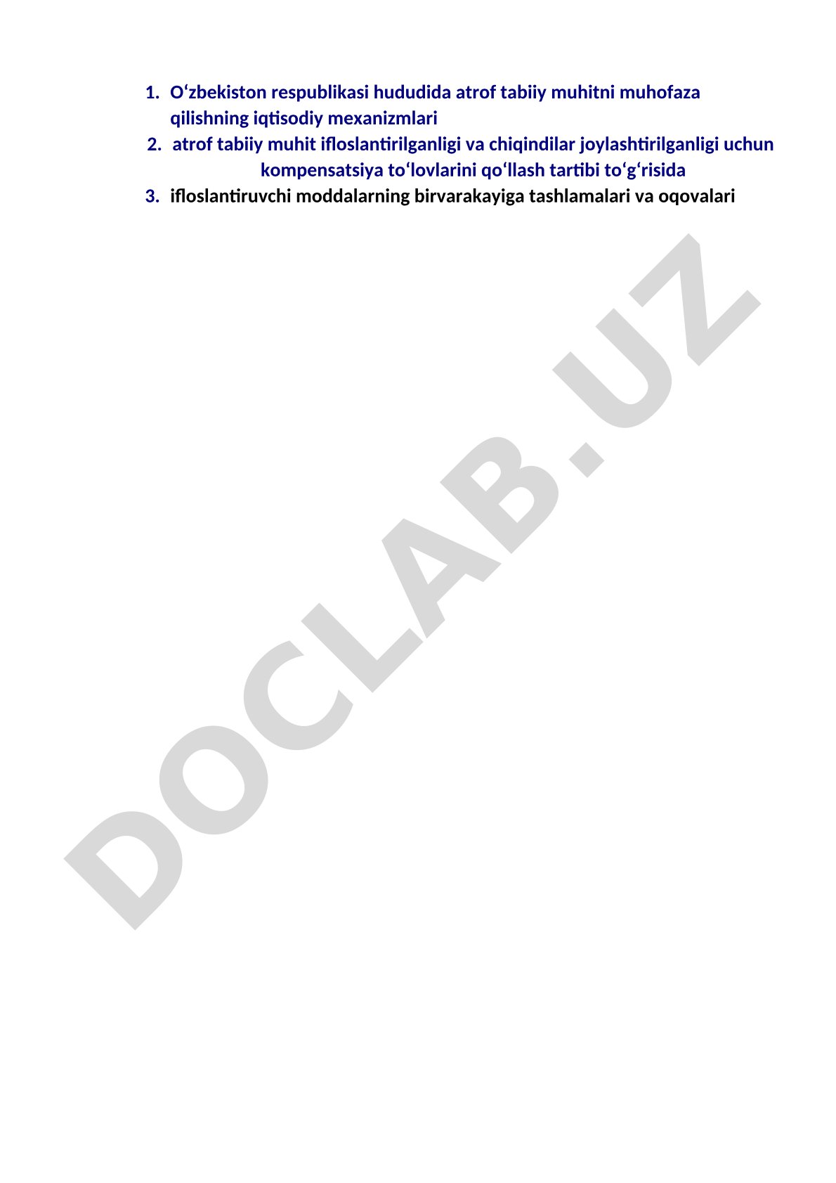 Atrof tabiiy muhitni muhofaza qilishning iqtisodiy mexanizmlari