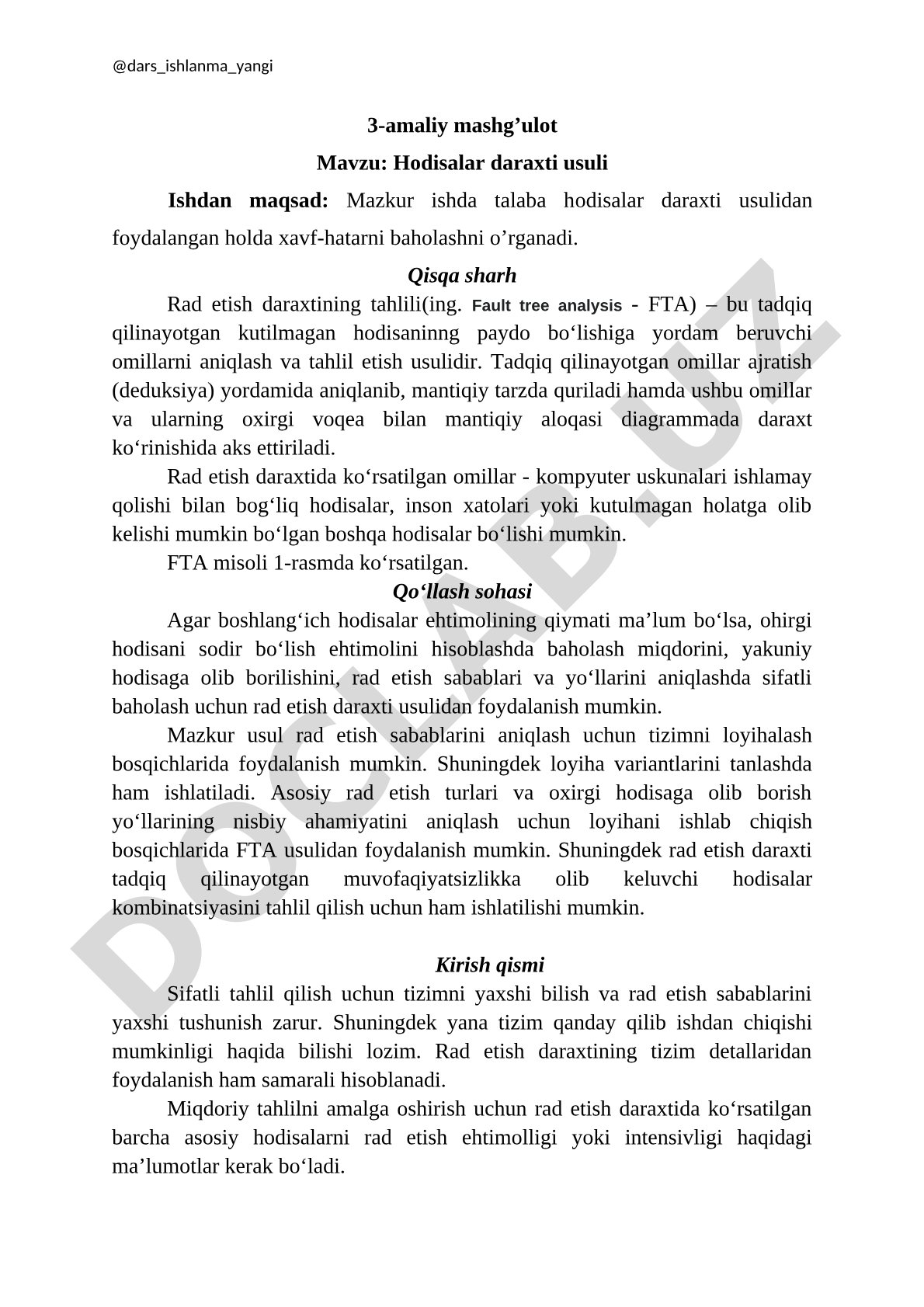 Hodisalar daraxti usuli
