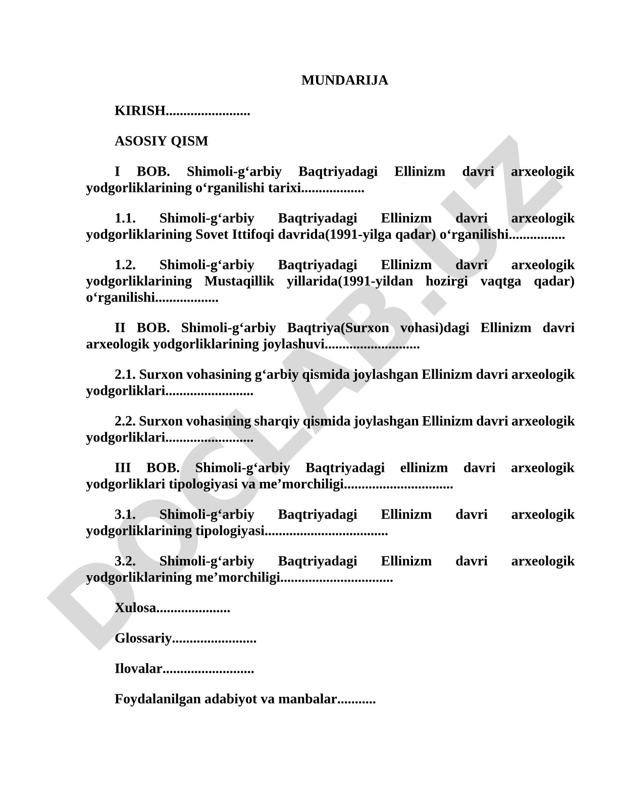 Shimoli-g'arbiy Baqtriyadagi Ellinizm davri arxeologik yodgorliklarining o'rganilishi