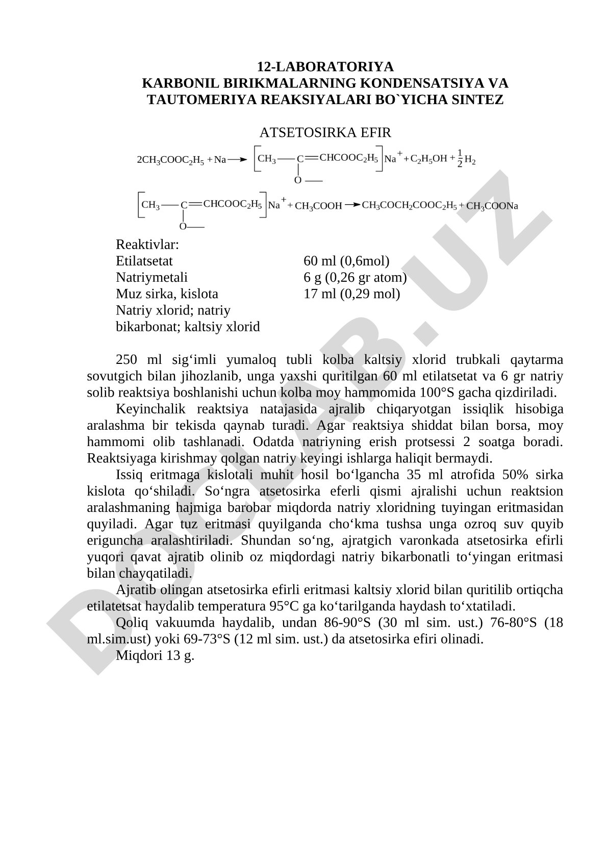 Atsetosirka efir sintezi