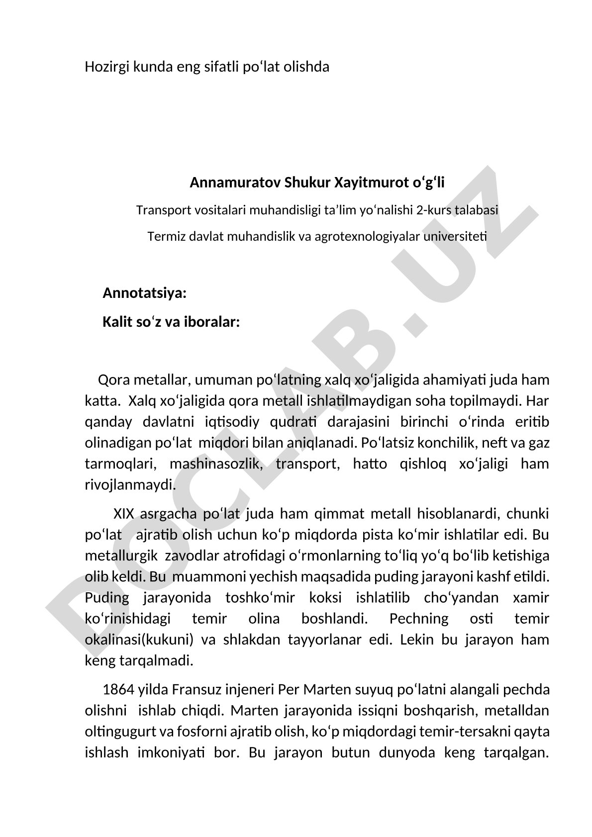 Sifatli po'lat olish usullari