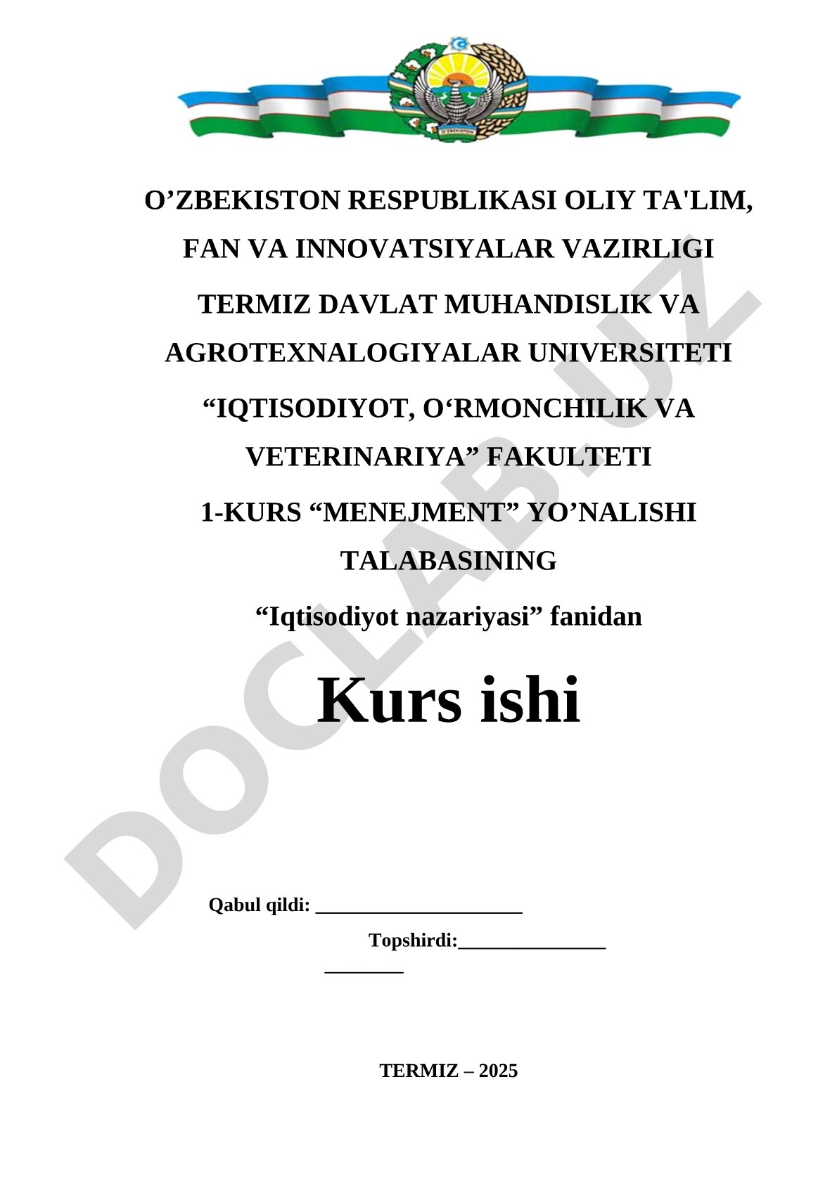 O‘zbekistonda fermer va dehqon xo‘jaliklari faoliyatini takomillashtirish yo‘nalishlari