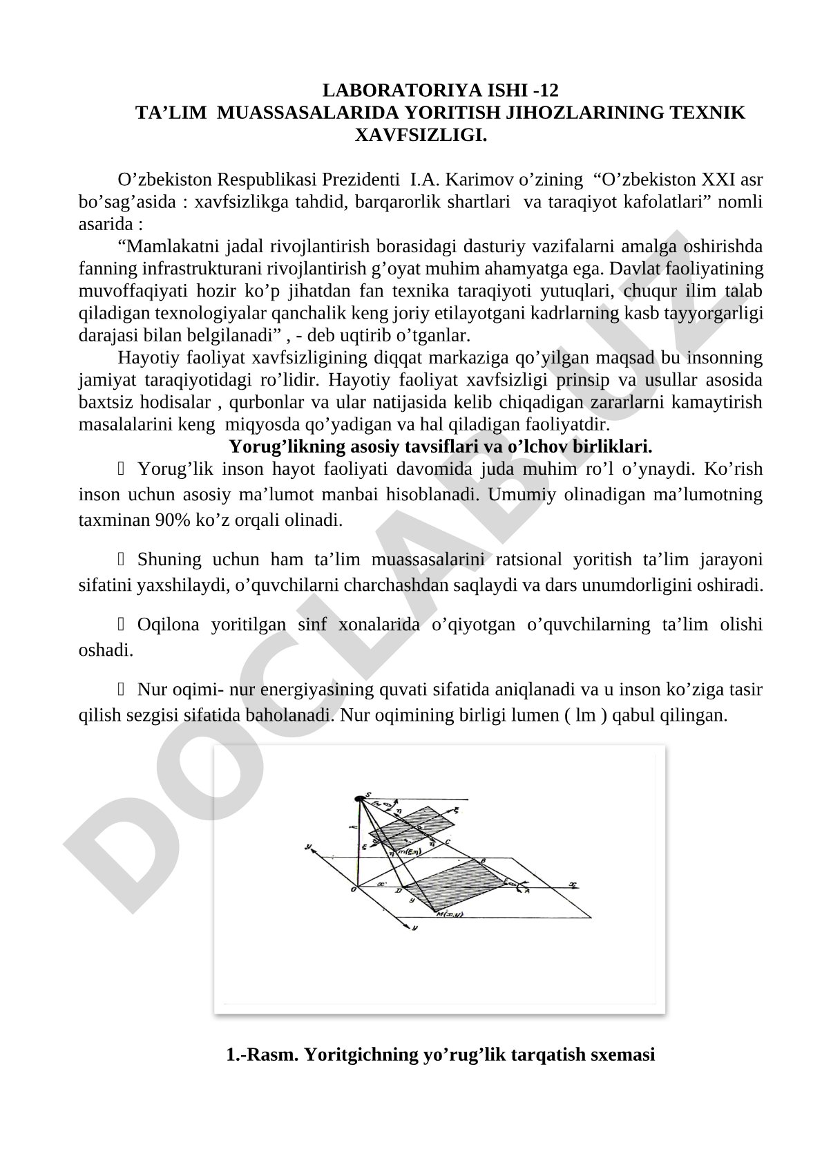 Ta'lim muassasalarida yoritish jihozlarining texnik xavfsizligi