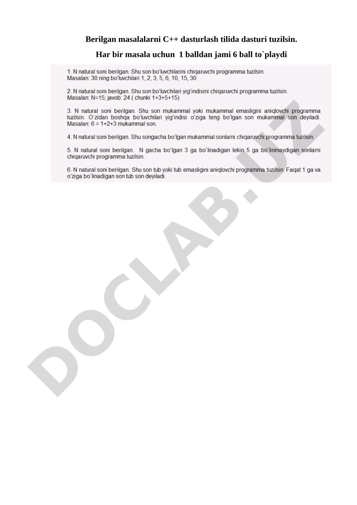 C++ dasturlash tilida masalalar yechish