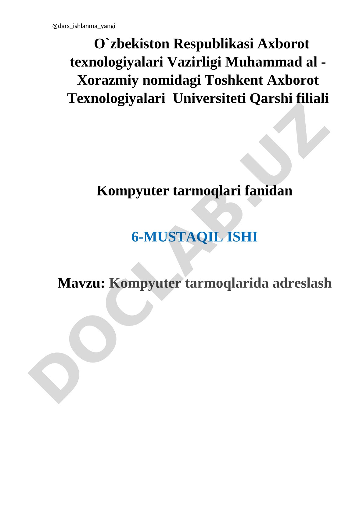 Kompyuter tarmoqlarida adreslash